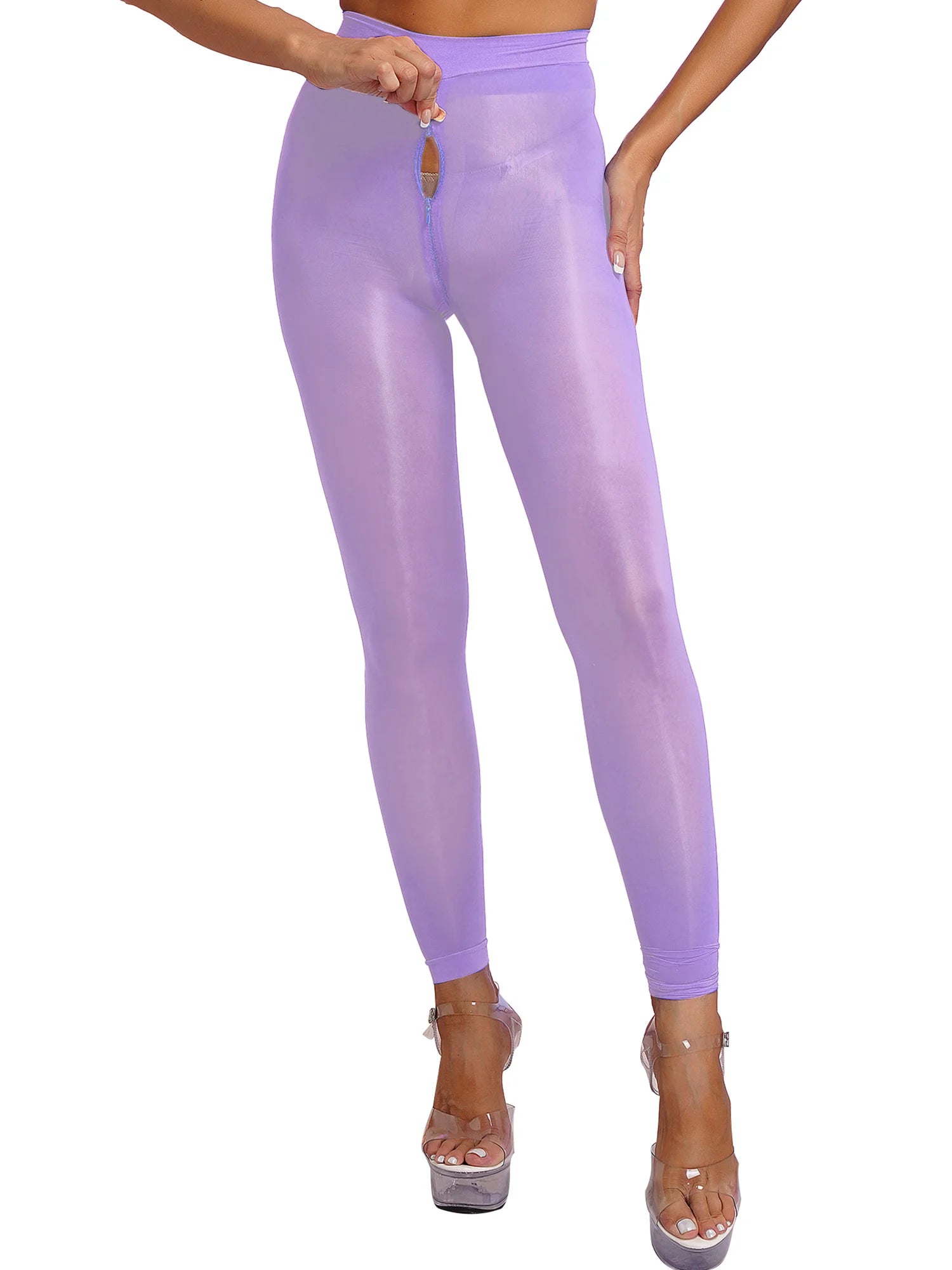 Noir Zip — Glossy Zip Tights