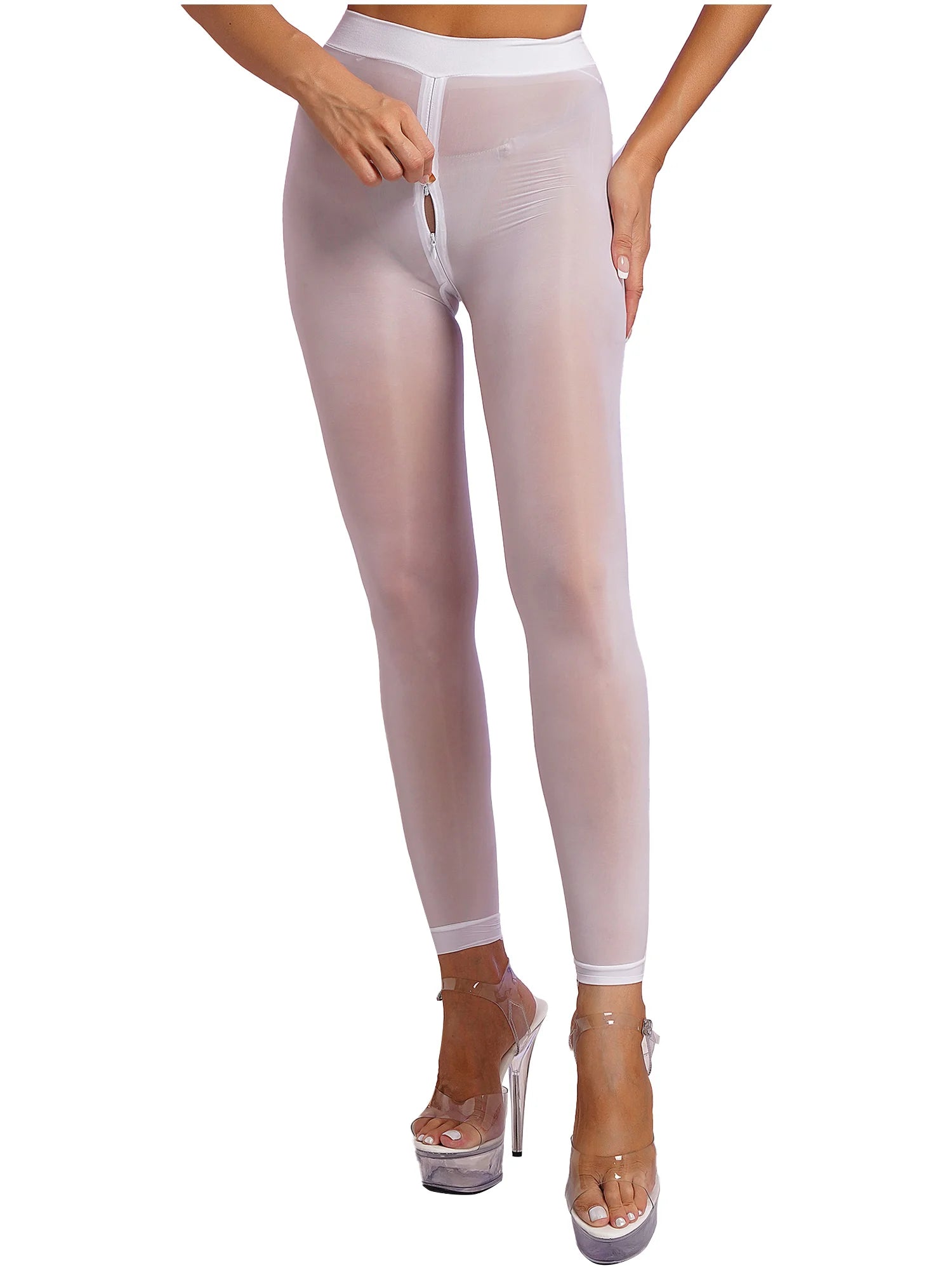 Noir Zip — Glossy Zip Tights
