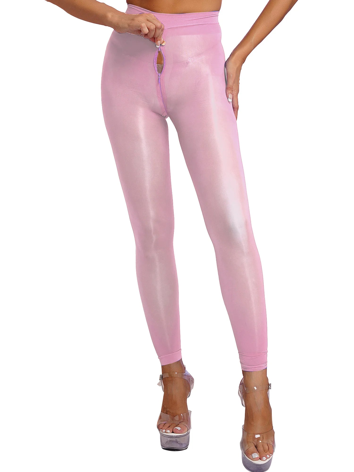 Noir Zip — Glossy Zip Tights